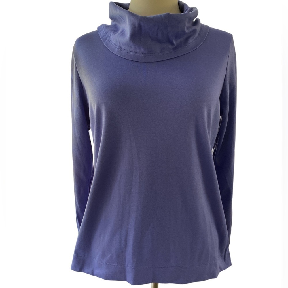 L.L. Bean blouse cowl neck long sleeve 100% cotton size medium petite